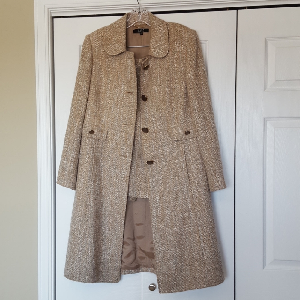 Alex Marie cream tweed car coat and skirt size 12